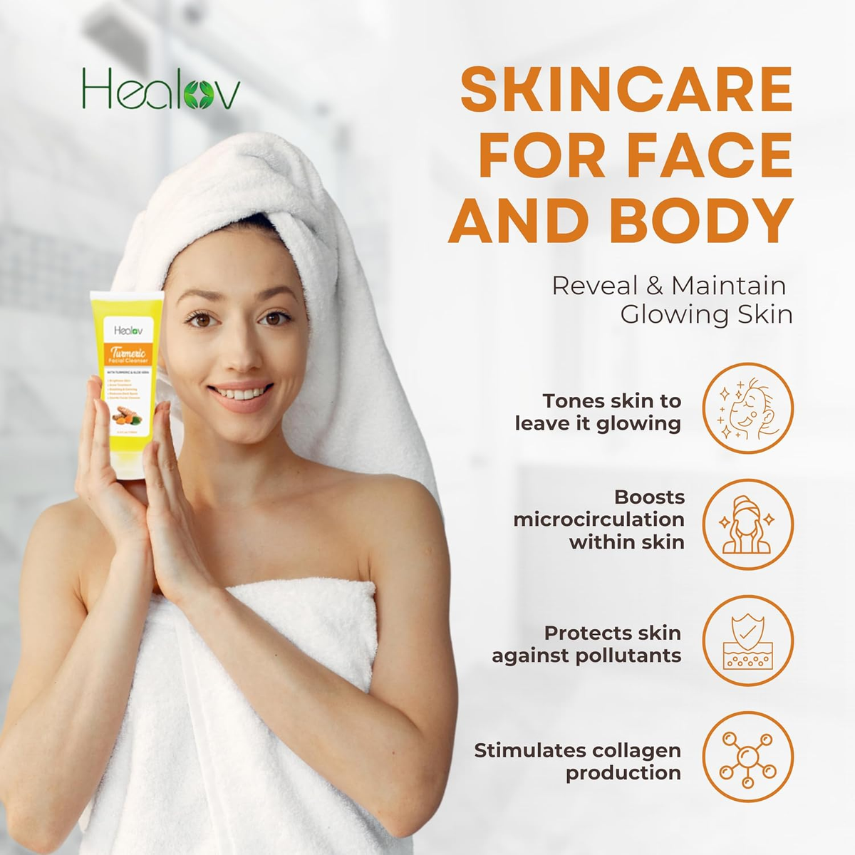 Turmeric Skincare Set – Turmeric Face Cleanser, Body Scrub, Cream & Facial Serum – Skin Brightening Hyperpigmentation Treatment, Dark Spot Corrector – Skincare Kit for a Glowing Complexion